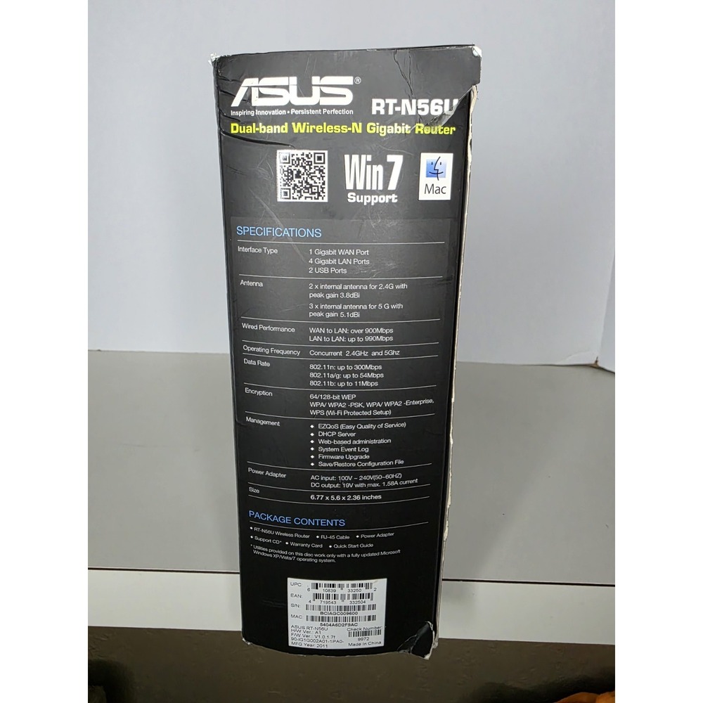 ASUS RT-N56U Dual-band Wireless-N Gigabit Router Black 600Mbps 5-Port USB 2.0